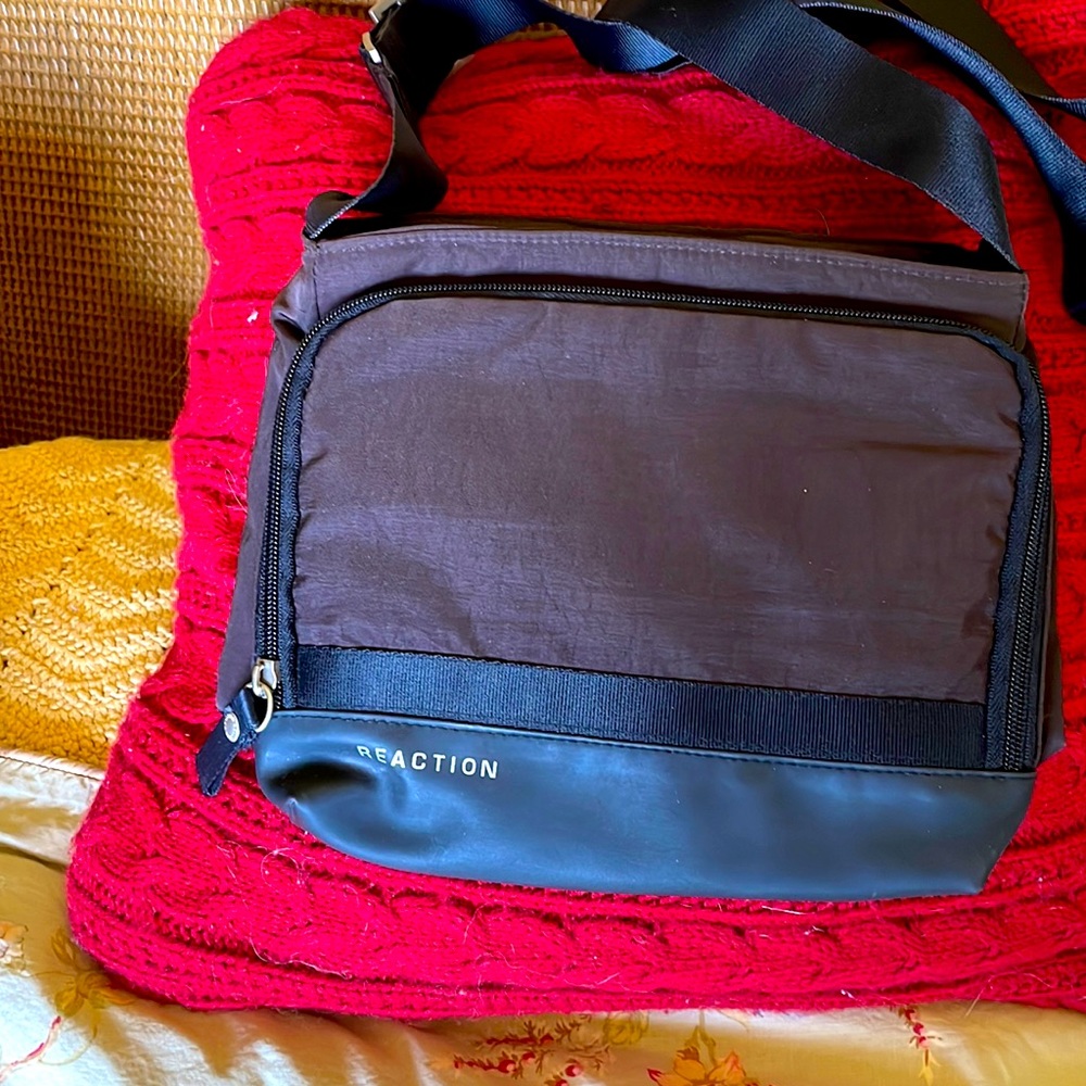 Dark Brown nylon fabric, Used once. Wide & extra long strap.